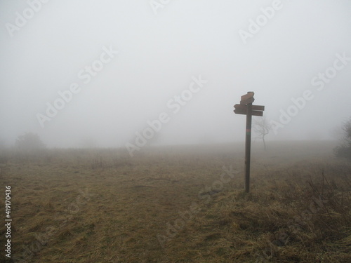 Wegweiser im Nebel photo