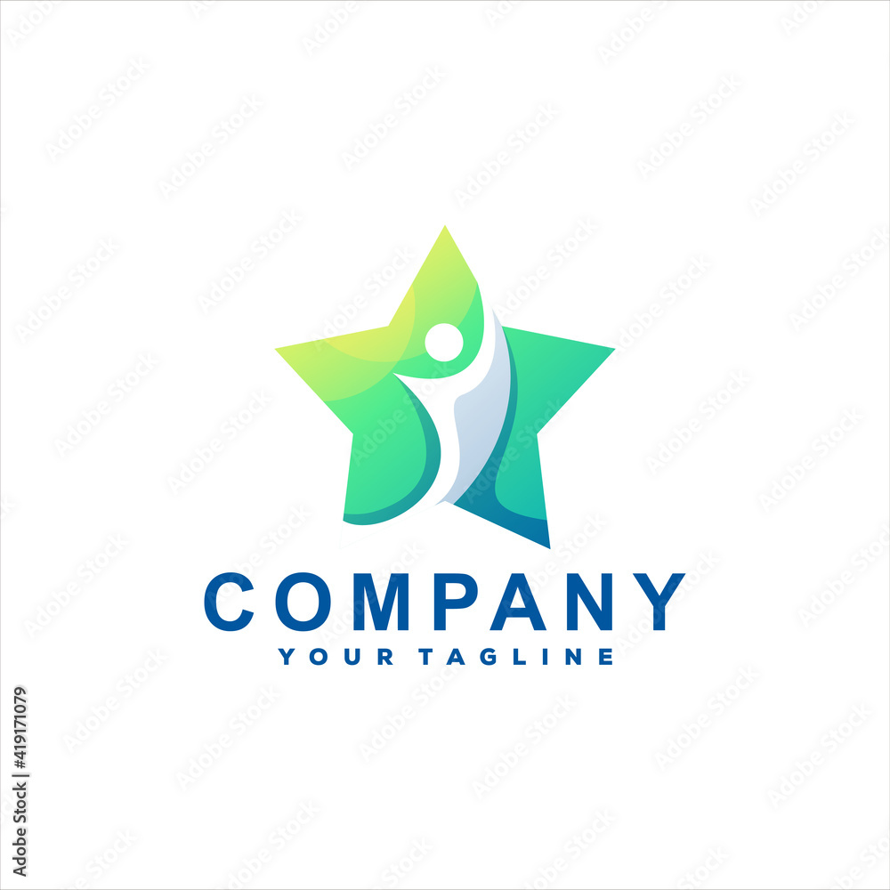 Obraz premium star gradient color logo design