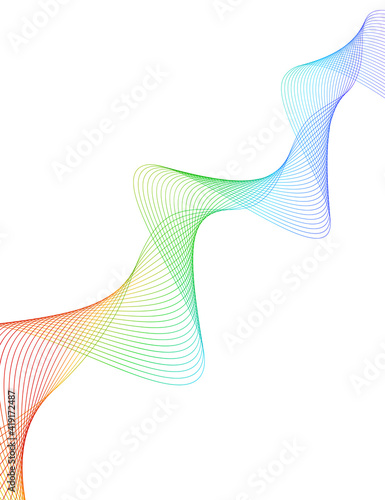 Design elements. Wave of many lines. Abstract vertical wavy stripes on white background isolated. Creative line art. Vector illustration EPS 10. Colourful waves with lines created using Blend Tool