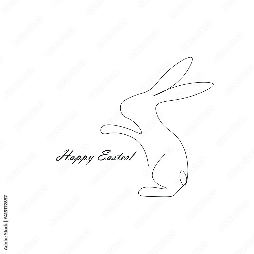 Easter bunny line drawing, vector illustration Easter bunny line drawing, vector illustration
