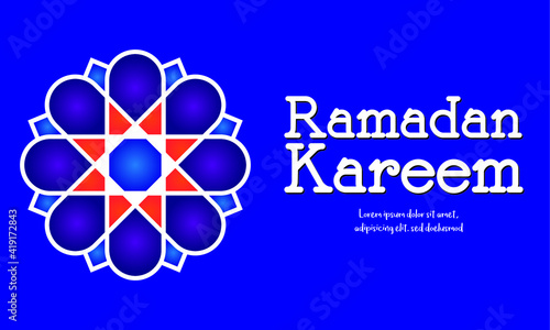 Flat Ramadan Kareem illustrations and islamic pattern.