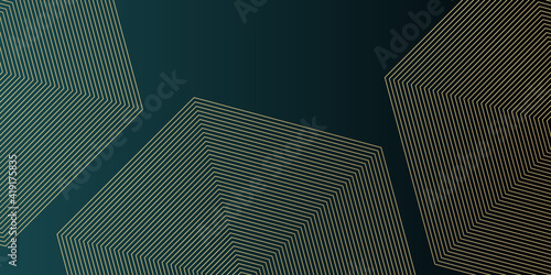 Turquoise abstract background with golden wavy pattern. Art deco ornament vector illustration 