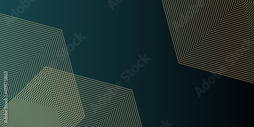 Turquoise abstract background with golden wavy pattern. Art deco ornament vector illustration 