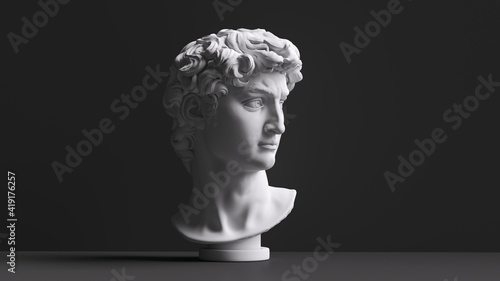 Head of statue, David sculpture bust, 3d rendering photo