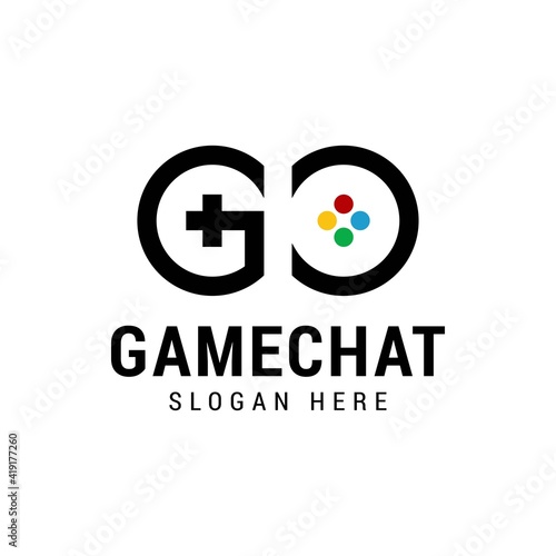 Letter G C Vector stylized line art logo of gamepad. Gaming concept. Game company logo