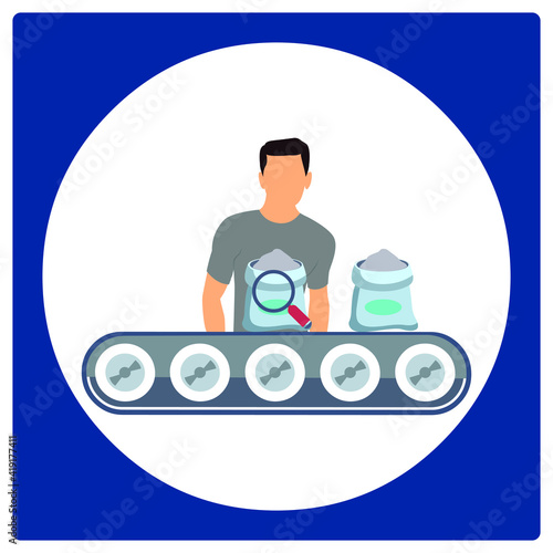 Vector illustration for Cement On Conveyor Belt and Testing EPS10