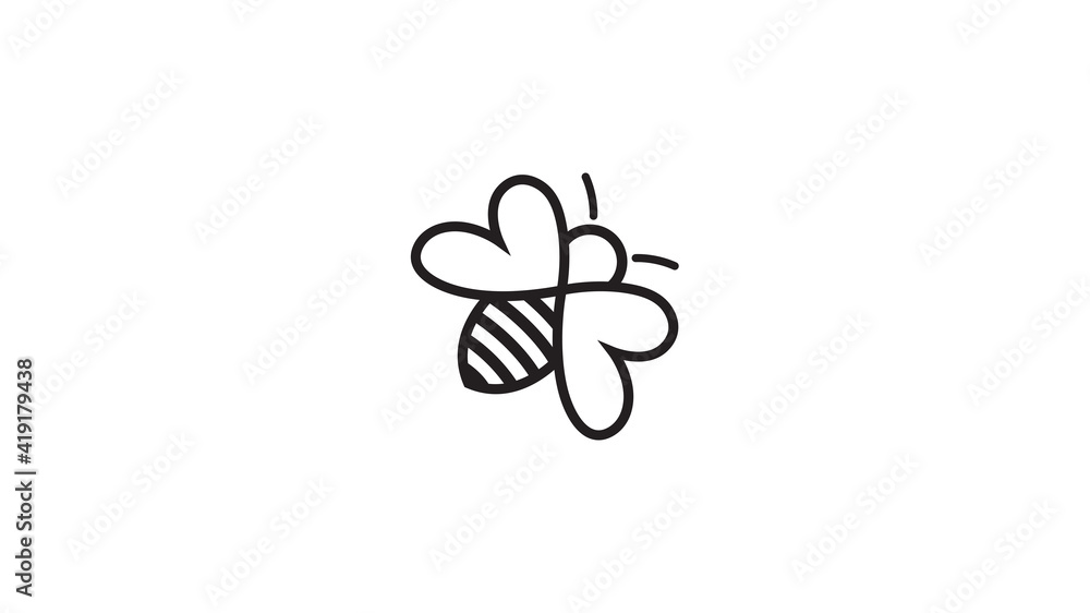 Creative Bee Insect Heart Symbol Abstract Logo Creative Bee Insect Heart Symbol Abstract Logo