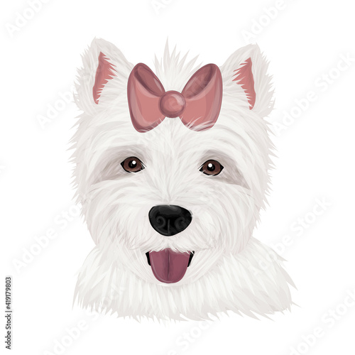 Dog breeds Highland White Terrier for t shirt. Vector dog