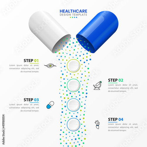 Infographic design template. Healthcare concept with 4 steps