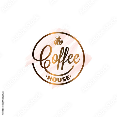 Coffee cup watercolor logo on white background