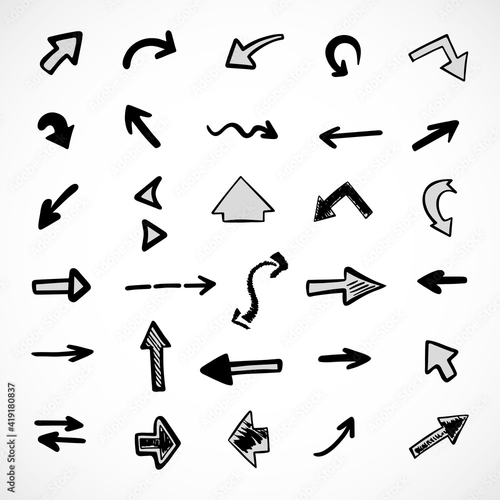 Vector set of hand-drawn arrows, elements for presentation Vector set of hand-drawn arrows, elements for presentation