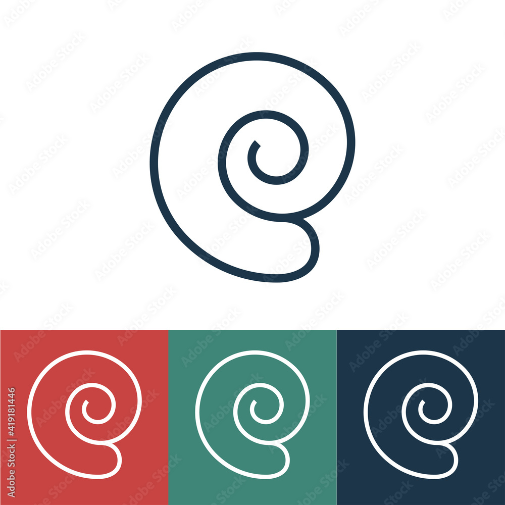 Linear vector icon with snail shell