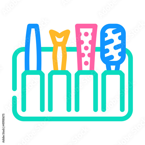 set with callus remover accessories color icon vector illustration