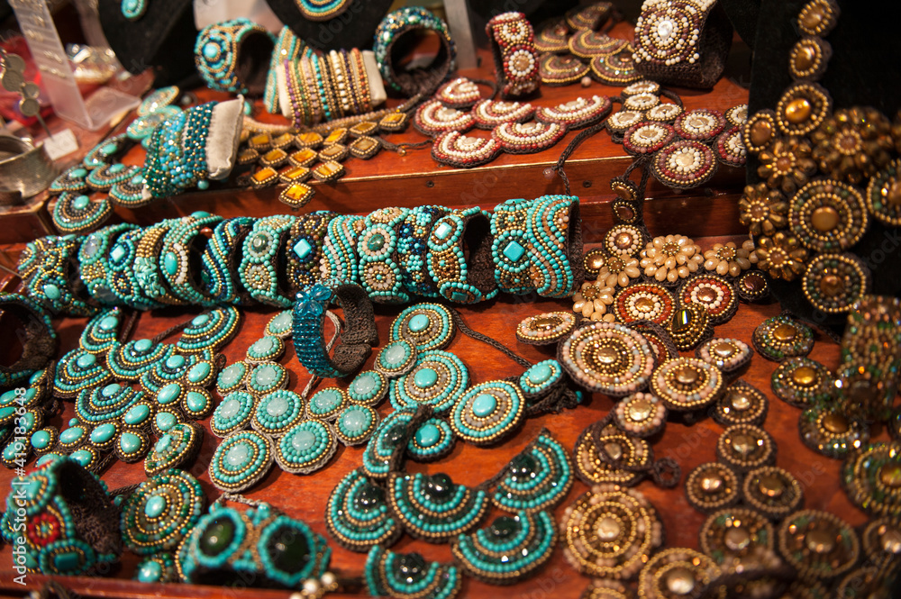 Fototapeta premium Costume jewelery for sale at the flea market