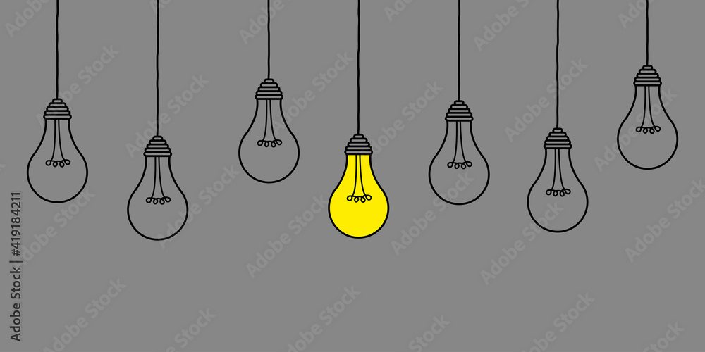 Good idea. Banner light bulb idea concept, creative concept light bulb drawn for stock. Flat style. Vector Good idea. Banner light bulb idea concept, creative concept light bulb drawn for stock. Flat style. Vector