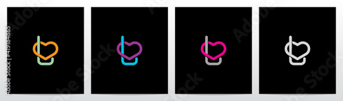 Outline Of Heart Entangled On Letter Logo Design L