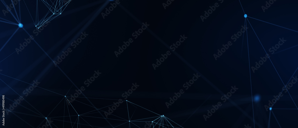 Abstract futuristic - technology with polygonal shapes on dark blue background. Design digital technology concept. 3d illustration.