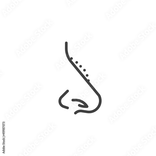 Rhinoplasty line icon. linear style sign for mobile concept and web design. Nose surgery outline vector icon. Symbol, logo illustration. Vector graphics