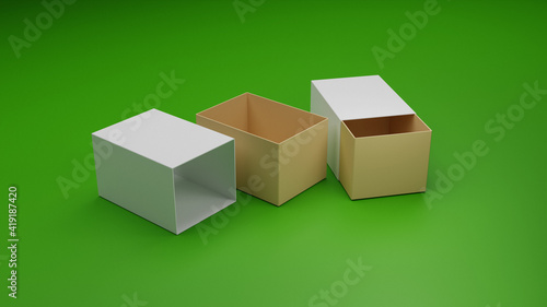white gift boxes mockup packaging design. 3d illustration