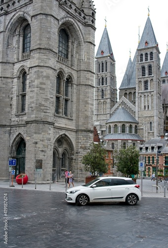 Tournay Belgium - 3 August 2020 - The cathedral of Notre Dame in Tournai (Doornik) in Belgium