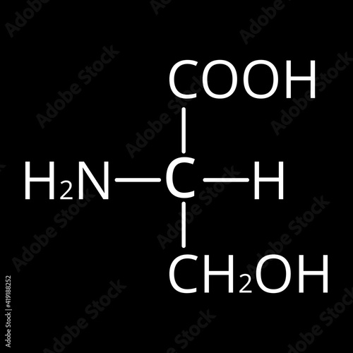 Serine amino acid. Chemical molecular formula Serine amino acid. Vector illustration on isolated background