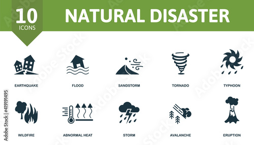 Canvastavla Natural Disaster icon set