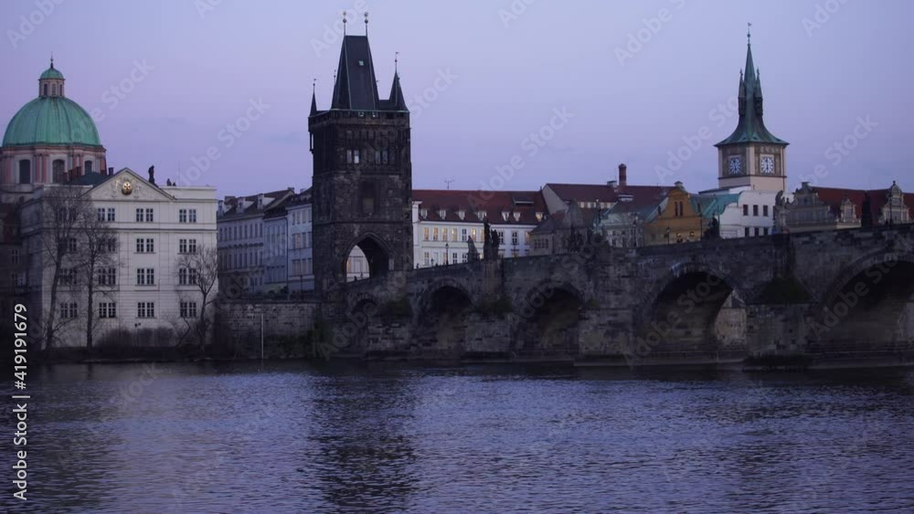 the Charles Bridge at sunset in the center of Prague. the Charles Bridge at sunset in the center of Prague.