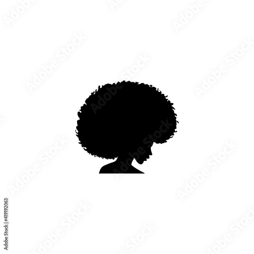 Silhouette Cute Beauty woman Head with Curls Curly Hair Logo Design Inspiration