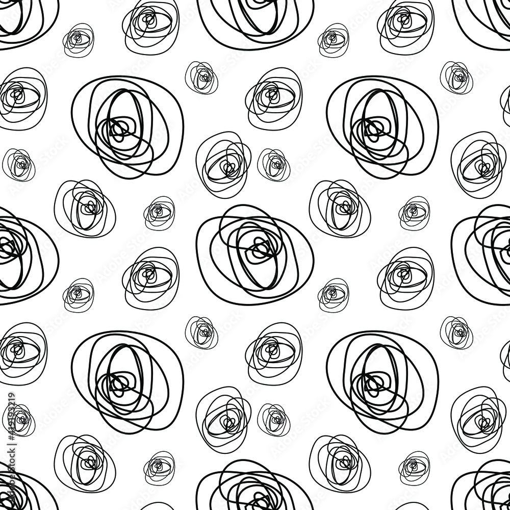 Abstract background of black spots on a white background. Strokes, lines, points, shapes. Seamless pattern. Vector illustration Abstract background of black spots on a white background. Strokes, lines, points, shapes. Seamless pattern. Vector illustration