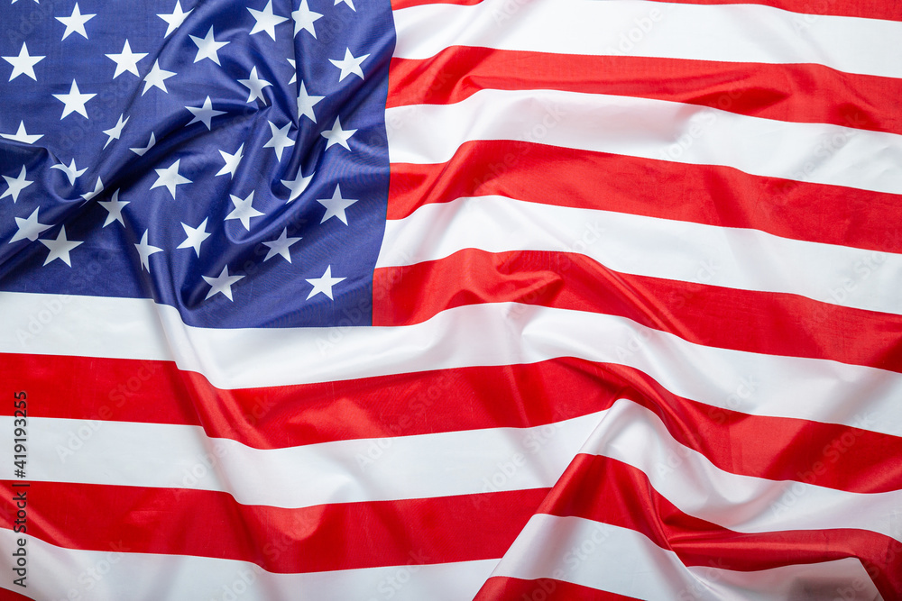 Fototapeta premium United States of America flag. Image of the american flag flying in the wind.