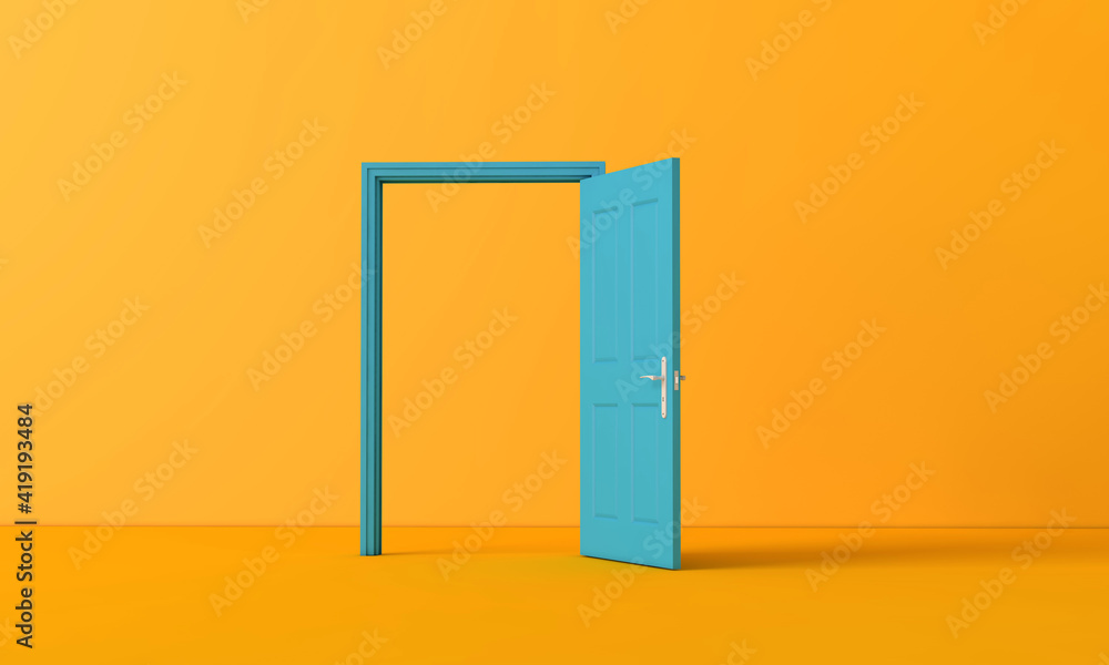 3D rendering of an open door. Business opportunity concept