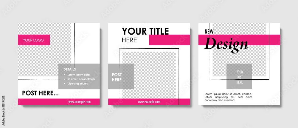 Clean simple social media templates vector magenta design, contrast color background with basic elements, abstract graphic for digital marketing, offer, business layouts fb and instagram Clean simple social media templates vector magenta design, contrast color background with basic elements, abstract graphic for digital marketing, offer, business layouts fb and instagram