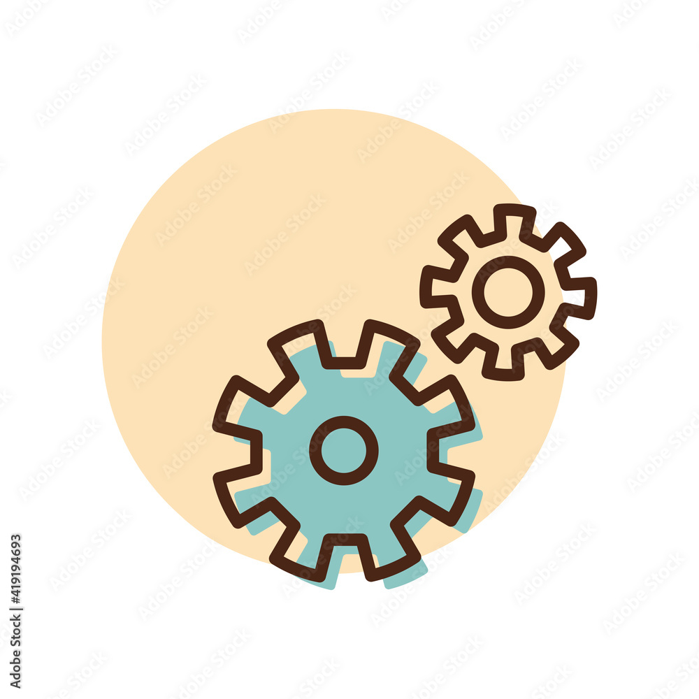 Gear outline icon. Teamwork sign Gear outline icon. Teamwork sign