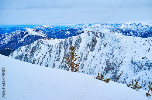 Dachstein Alps in winter, Salzkammergut, Austria photo