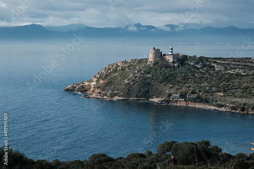 Lighthouse tower of Capo Sant'Elia, Cagliari - South Sardinia.