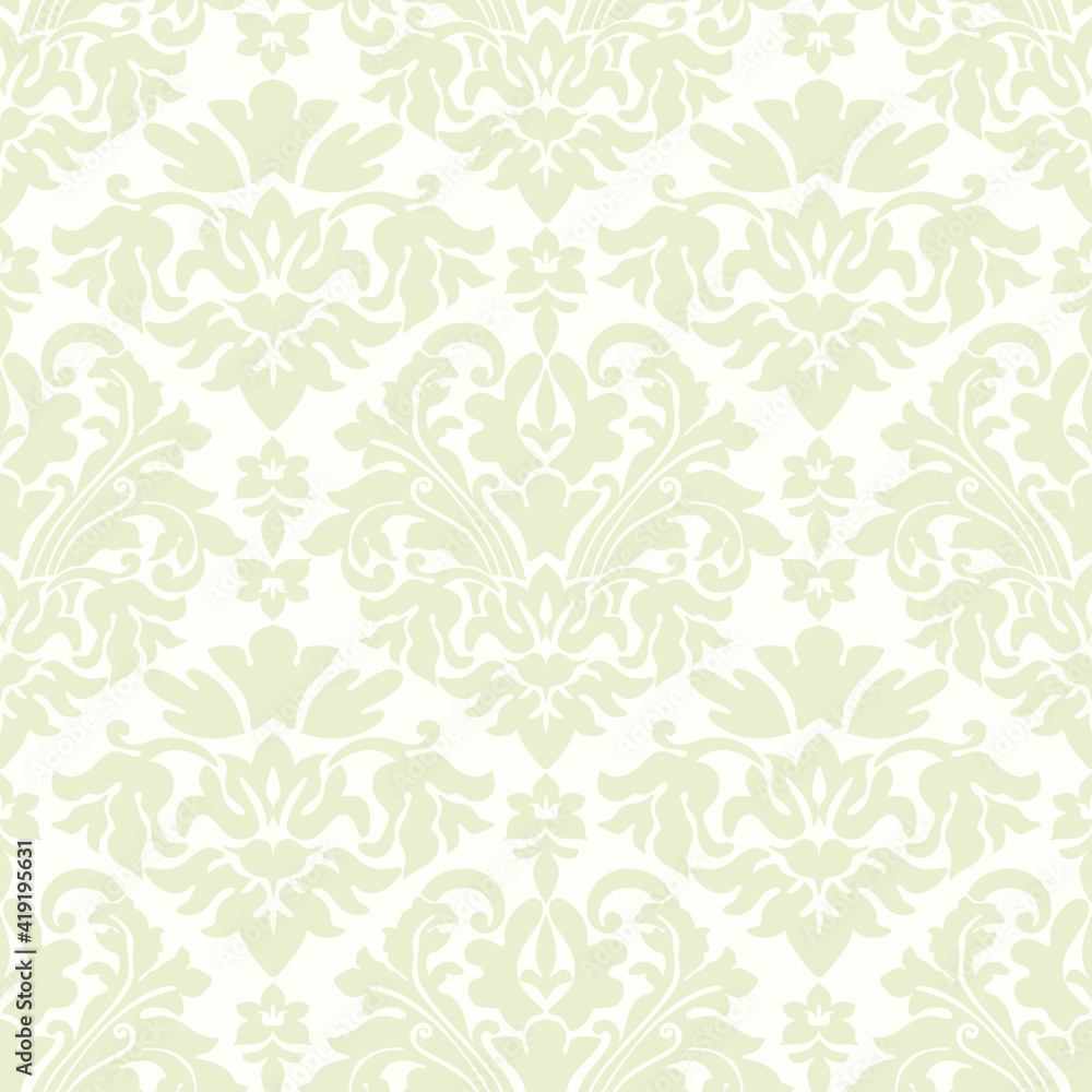 Damask seamless vector pattern. Classic old fashioned damask ornament, royal victorian seamless texture for wallpaper, textile, packaging. Baroque floral pattern