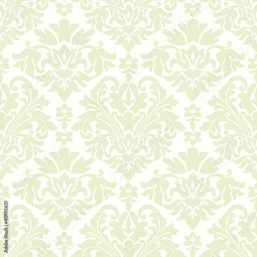 Damask seamless vector pattern. Classic old fashioned damask ornament, royal victorian seamless texture for wallpaper, textile, packaging. Baroque floral pattern © Larisa