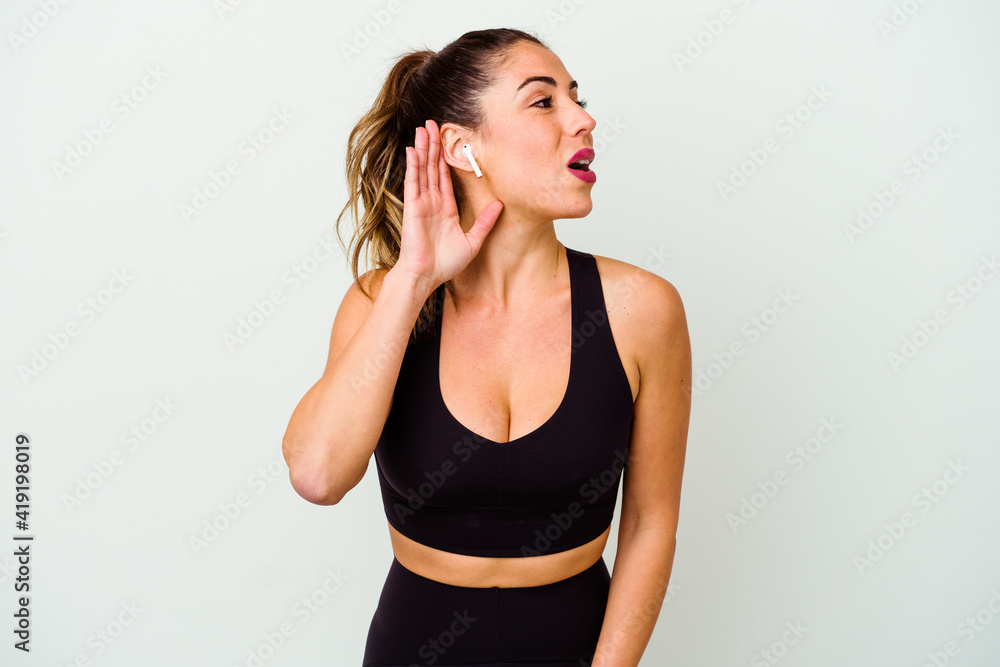 Young sport caucasian woman isolated on white background Young sport caucasian woman isolated on white background