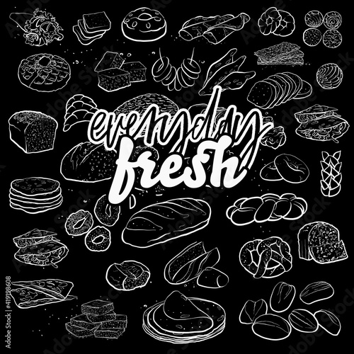 Everyday fresh colored label on black
