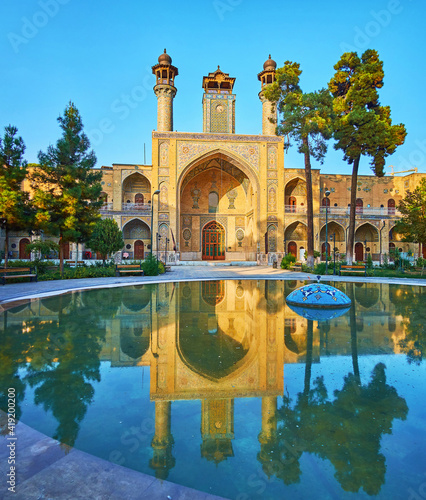 The clock tower of Sepahsalar mosque, Tehran, Iran photo