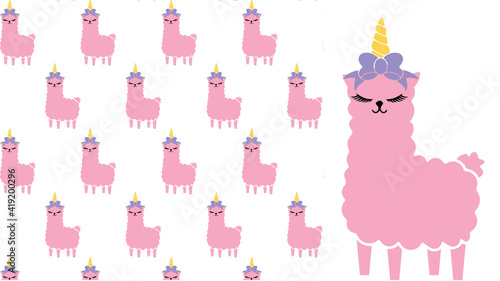 cute unicorn alpaca pattern 