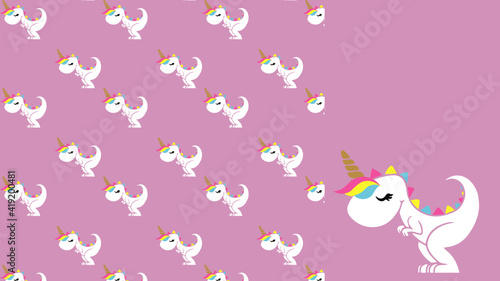 trex unicorn cute seamless pattern