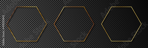 Gold glowing hexagon frame
