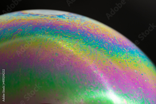 Abstract background soft focus psychedelic of soap bubble colorful texture is Macro Photography create breathtaking bubble photos.
