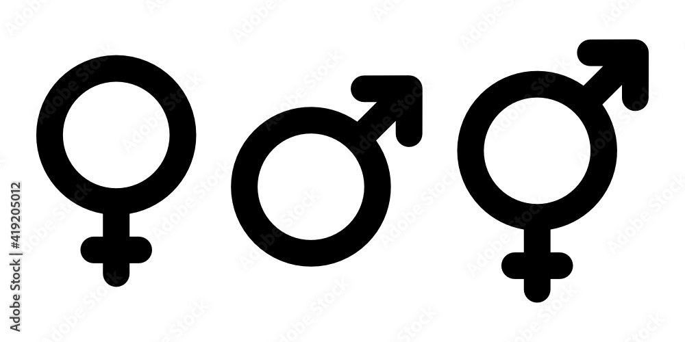 Set of vector male, female and bigender symbols Set of vector male, female and bigender symbols