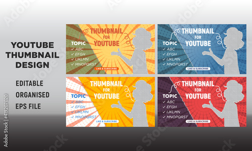 Creative Youtube Video Channel Thumbnail Designs for Social Media Promotion. Modern and Attractive Youtube Thumbnail Editable Template Design. Creative Design for Channel art Thumbnails Template.