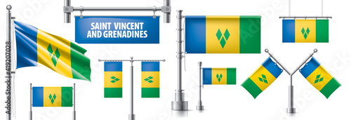 Vector set of the national flag of Saint Vincent and the Grenadines