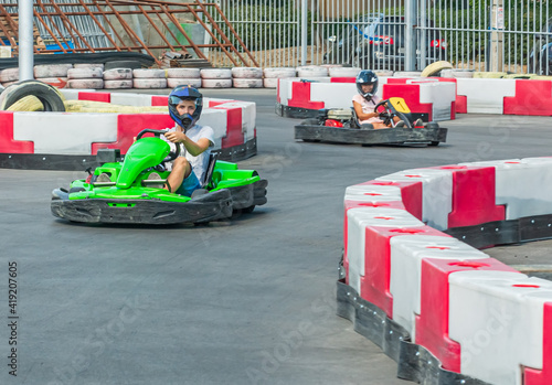Competition on a special children's go-kart track