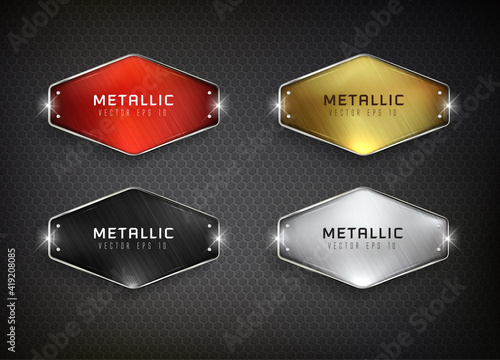 Buttons set web steel on background color black 4