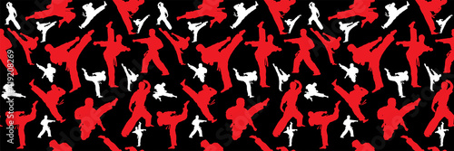 Cool Seamless Texture Pattern MMA, karate for print on t-shirts, rashguard. Vector, EPS.